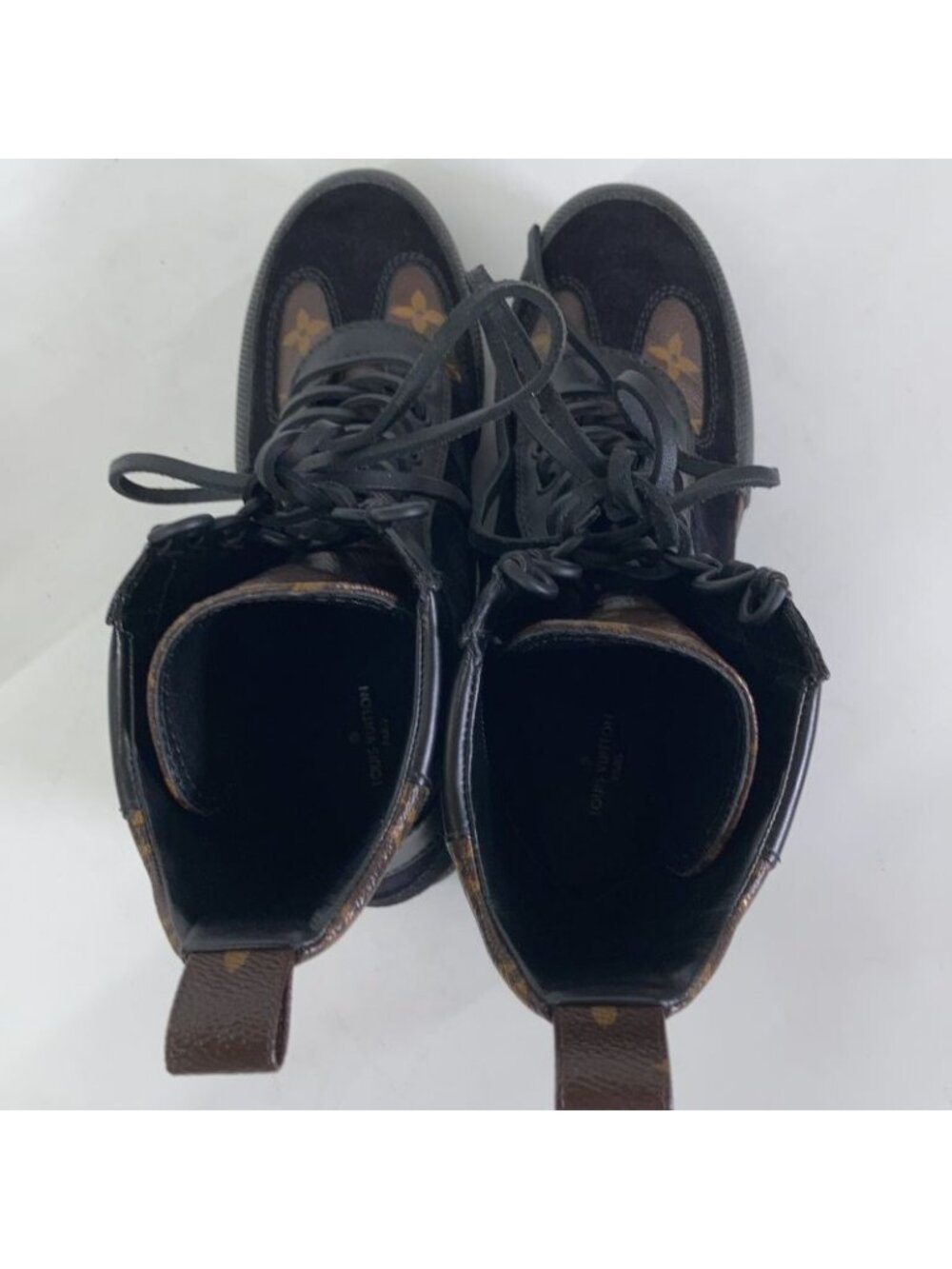 Louis Vuitton Monogram Canvas Suede Ankle Boots 36.5 Brown Black - Picture 6 of 8